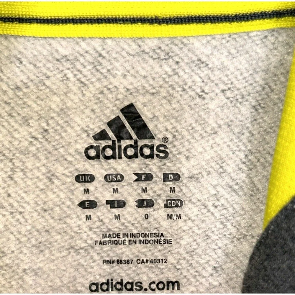 Adidas Hoodie Men's Size Large Pullover Logo Gray Neon Sweatshirt